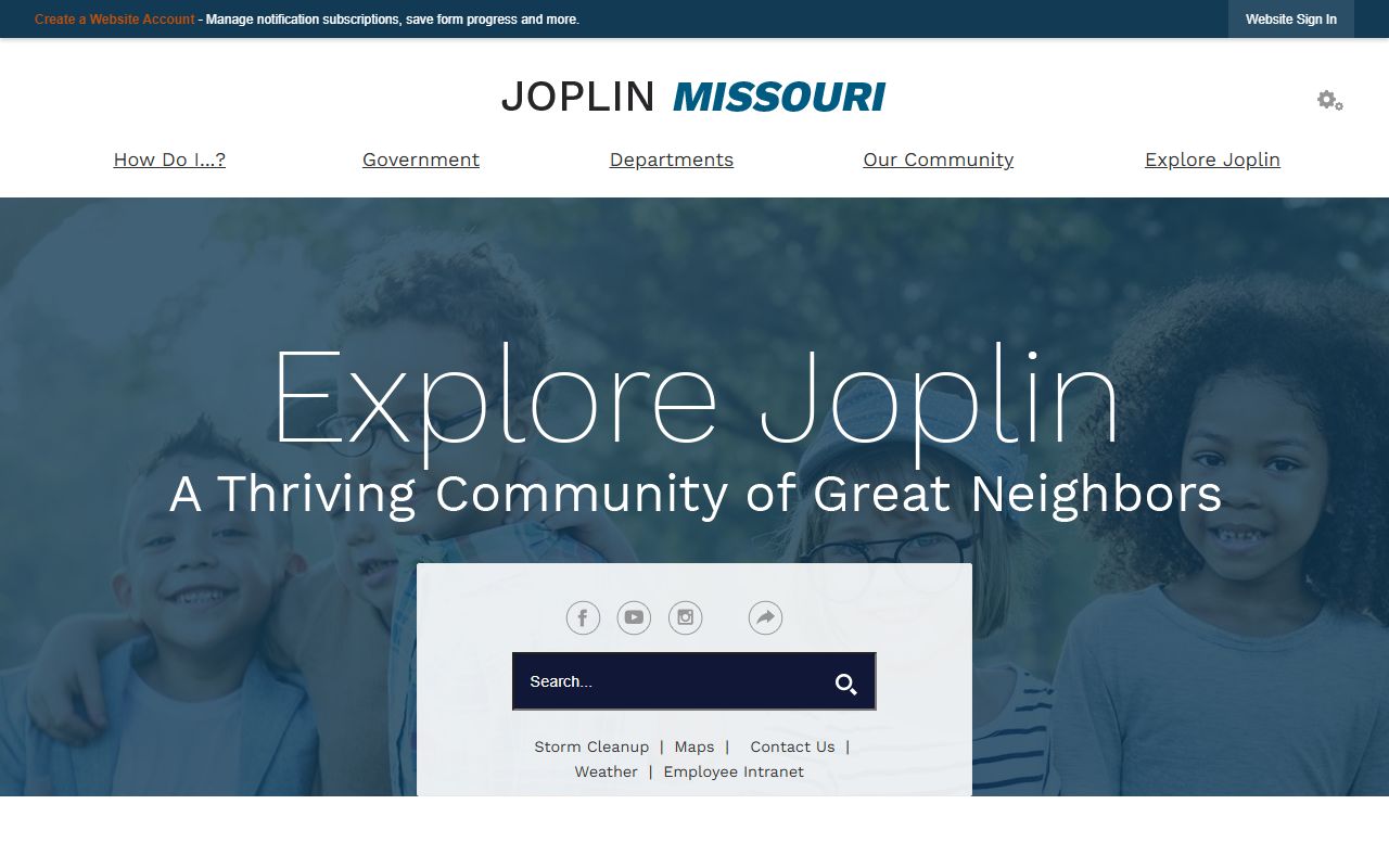 Joplin city website with municipal court and government services