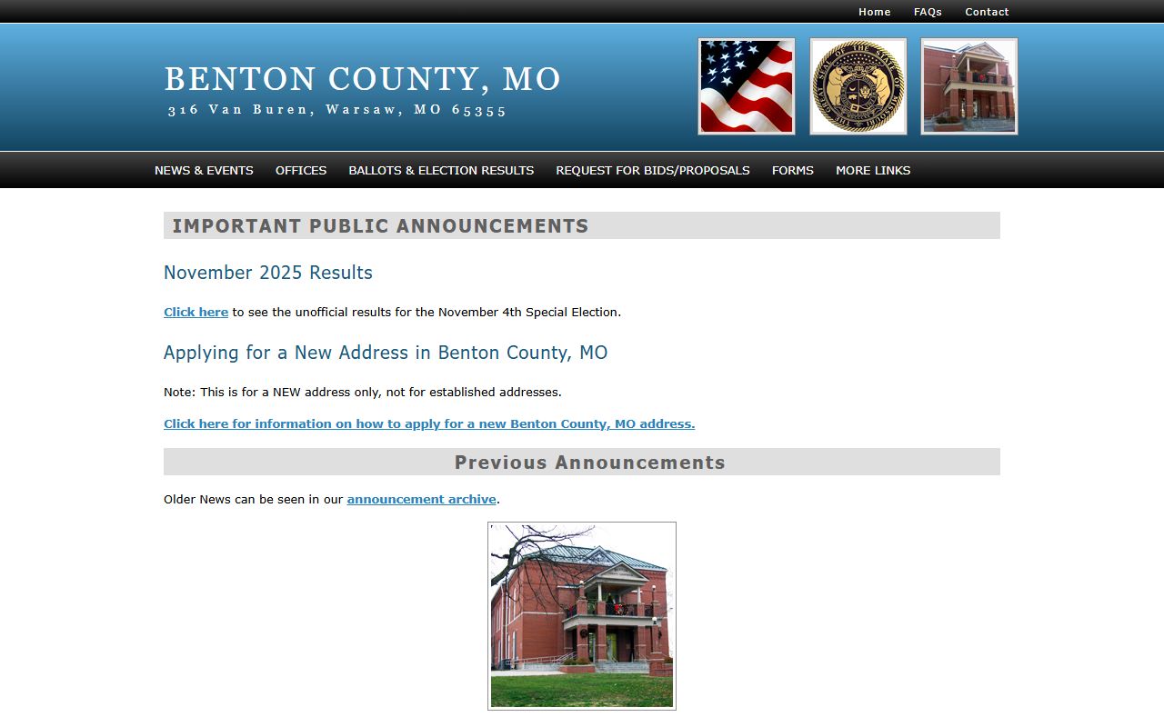 Benton County Missouri court records and county website