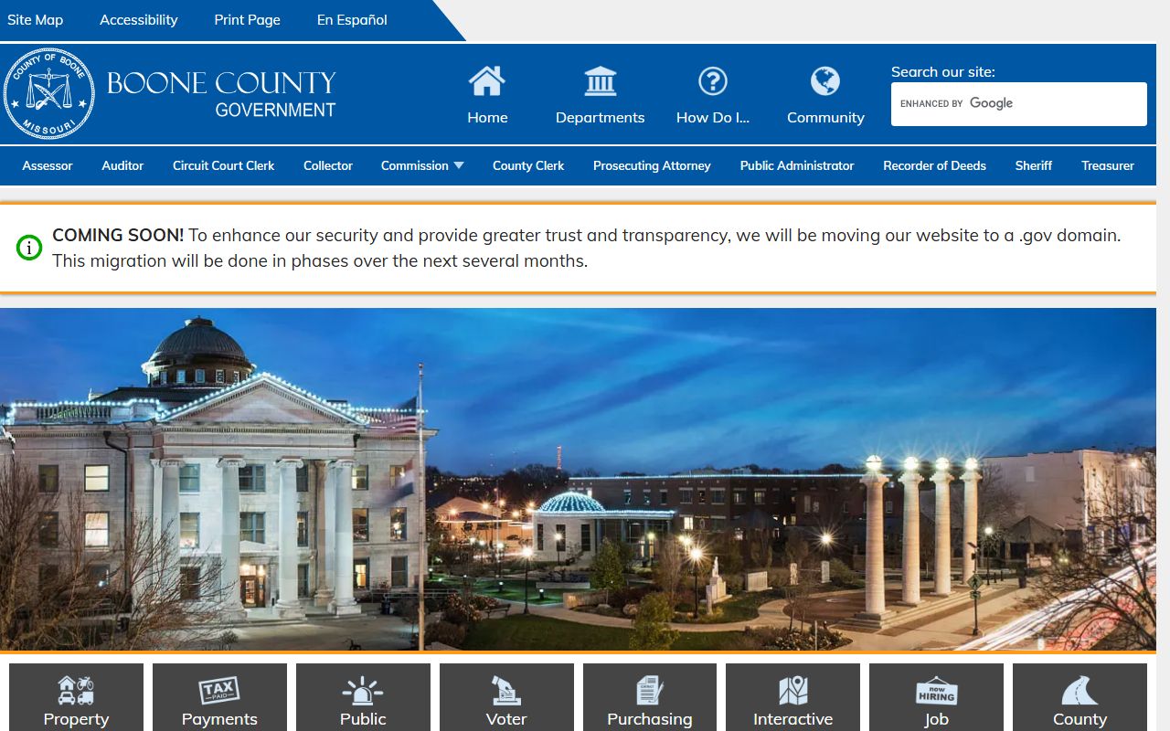 Boone County Missouri court records and county government website