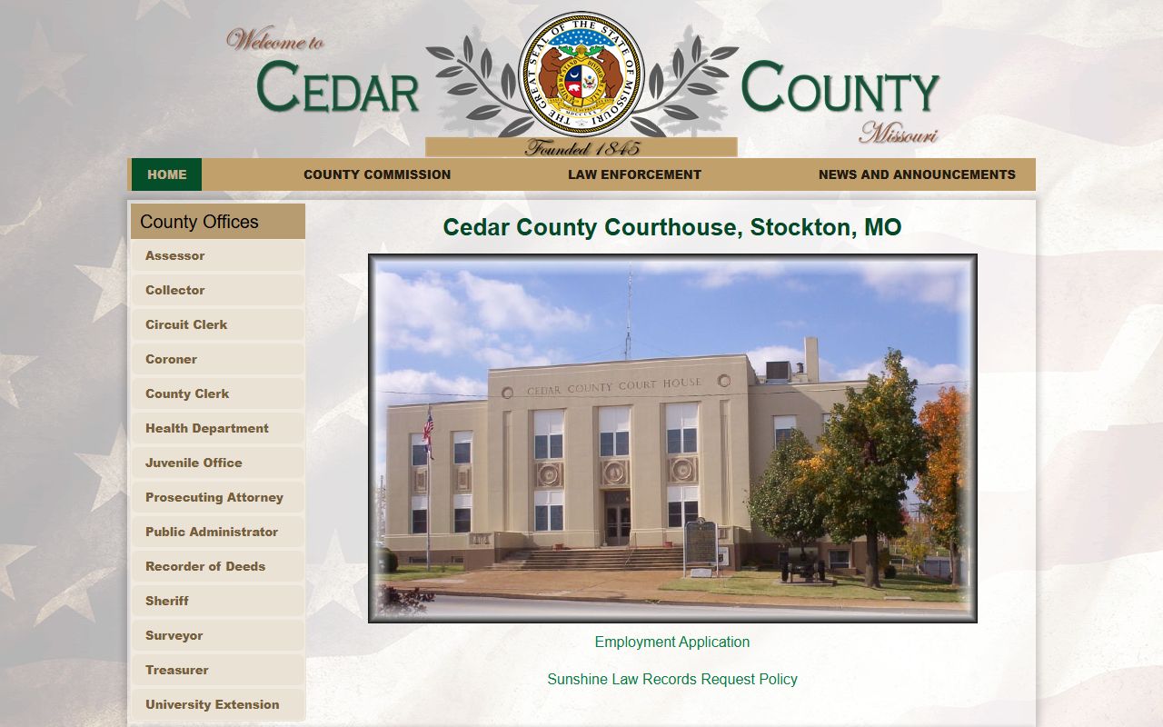 Cedar County Missouri court records website