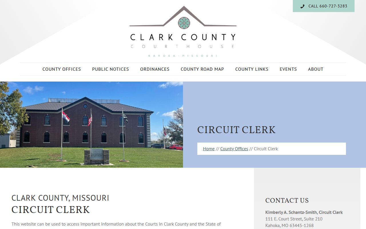 Clark County Missouri Circuit Clerk website for court records