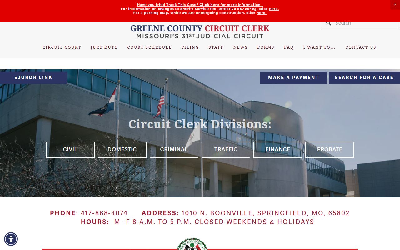 Greene County Circuit Clerk website for accessing court records in Springfield