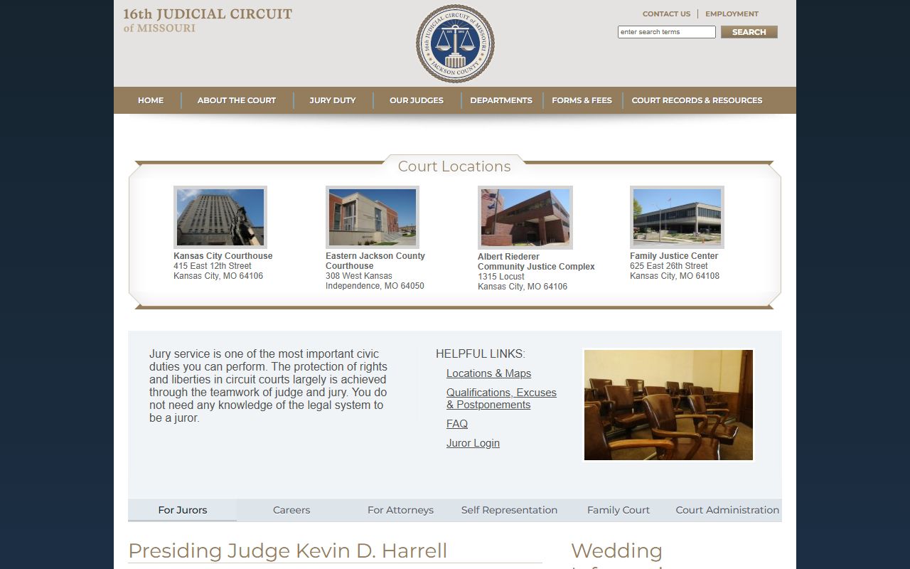 16th Judicial Circuit website for Jackson County court records