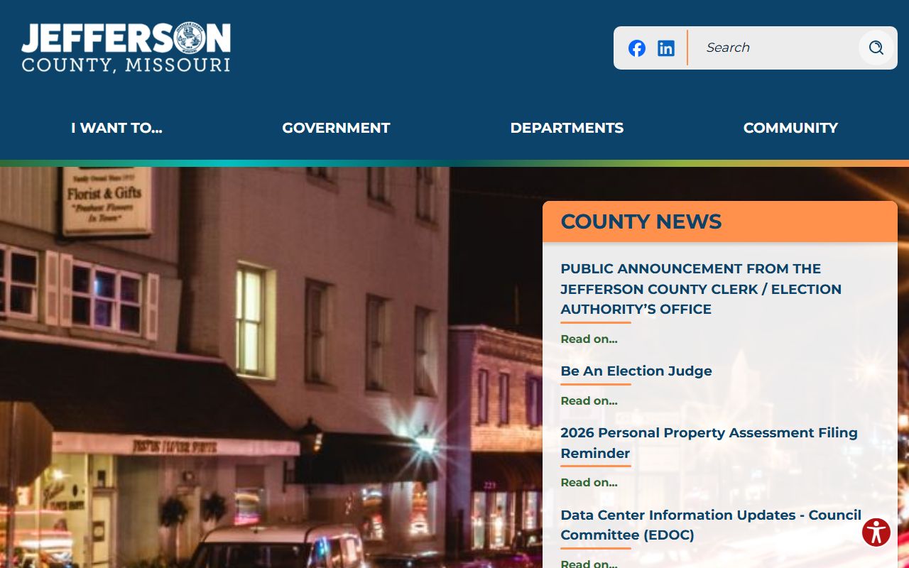 Jefferson County Missouri website with court records and government information