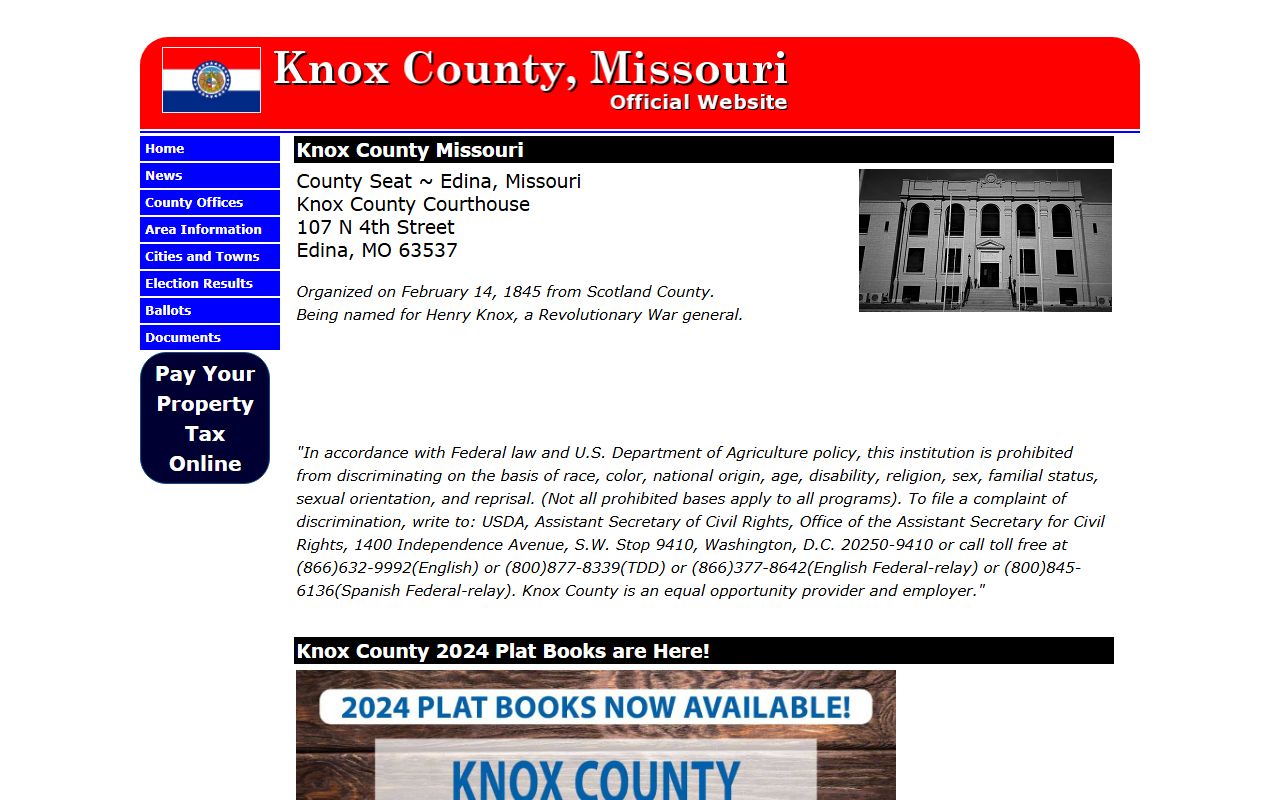 Knox County Missouri website for court records and local government information