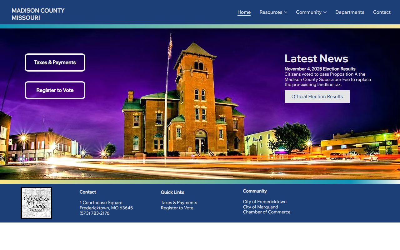 Madison County Missouri government website for court records access