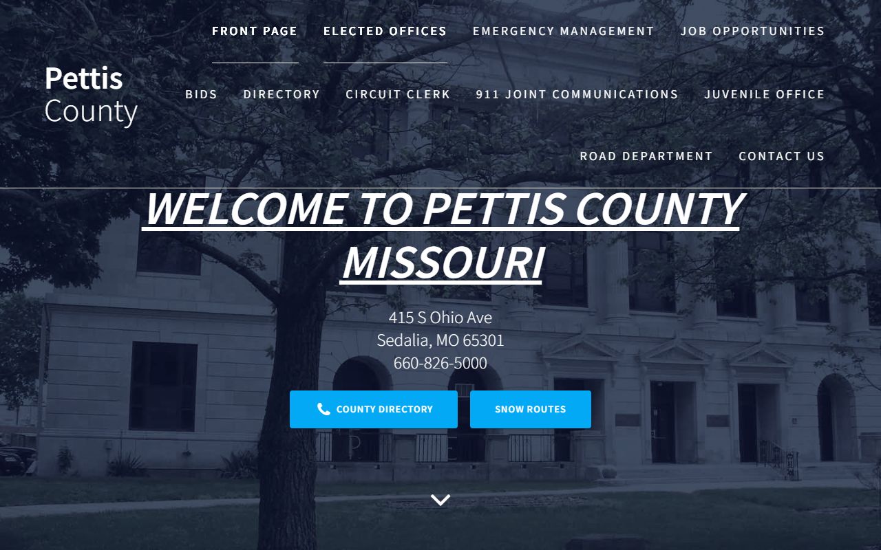 Pettis County website with court records information for Sedalia