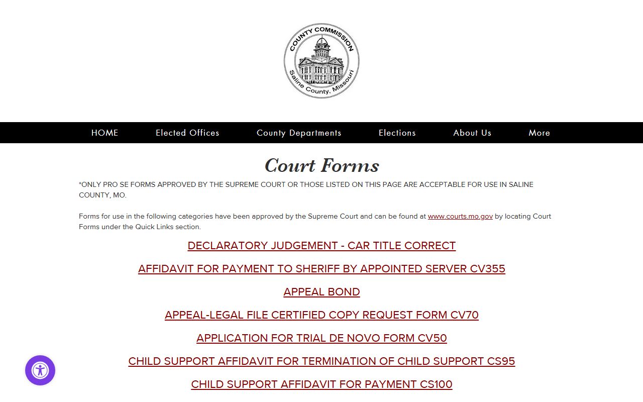 Saline County Missouri court forms and records access