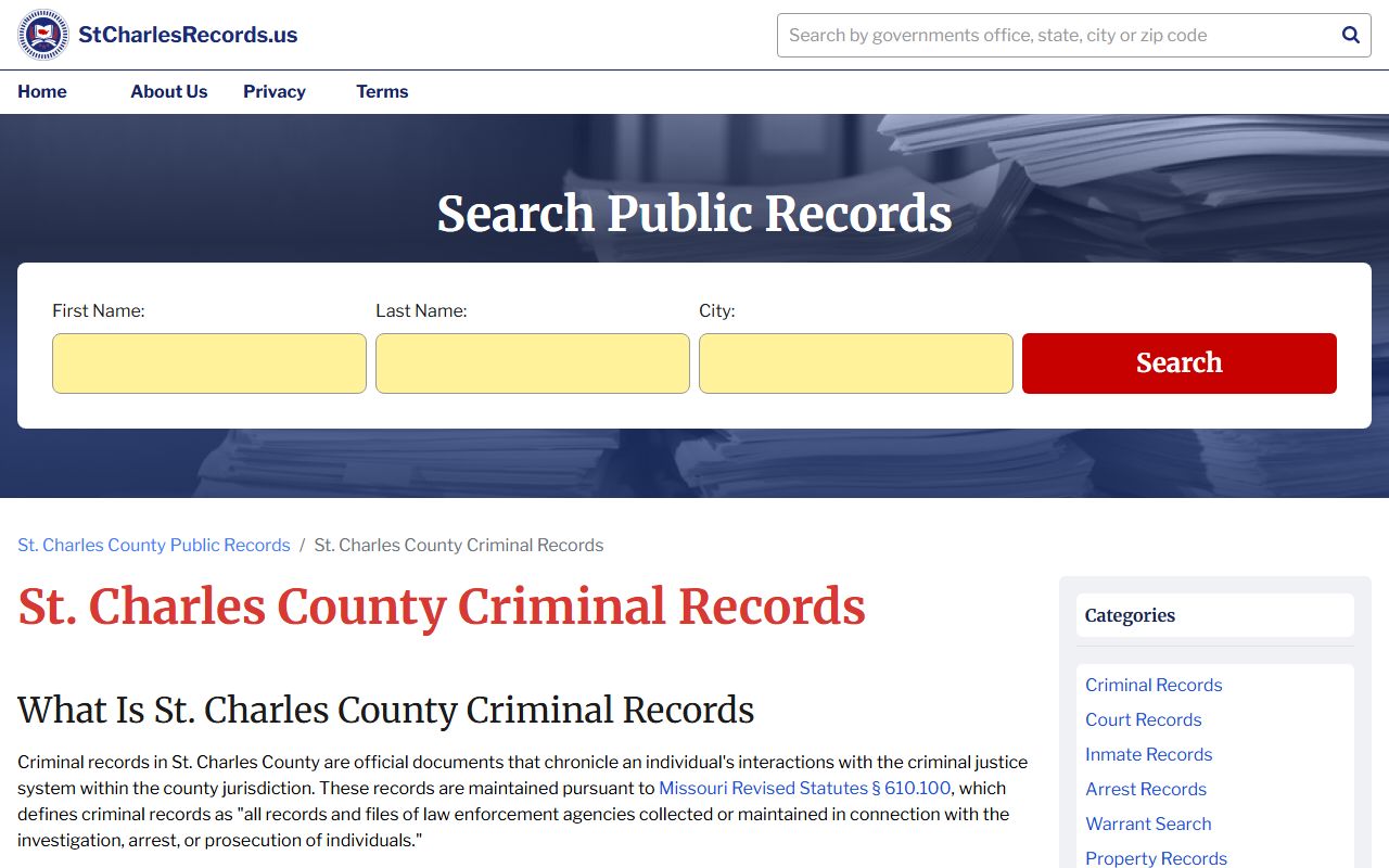 St. Charles County Missouri court records and criminal records access